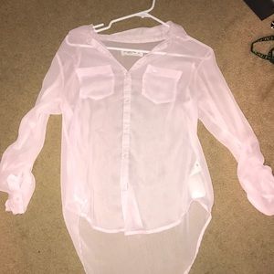 Abercrombie and Fitch pink sheer dress shirt